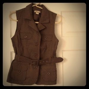 Brown belted vest